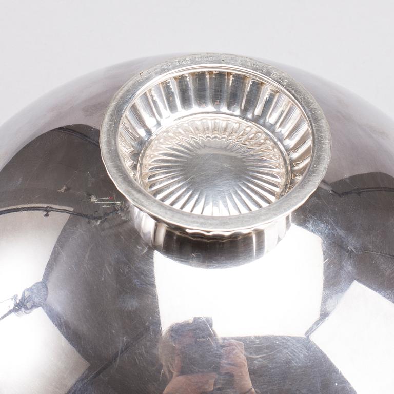 A Danish 20th century set of sterling silver bowl and opener, mark of S Bernadotte and G Jensen, weight ca 315 gr.