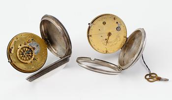 SPINDELUR, 2 st, silver, 1800-talets första hälft.