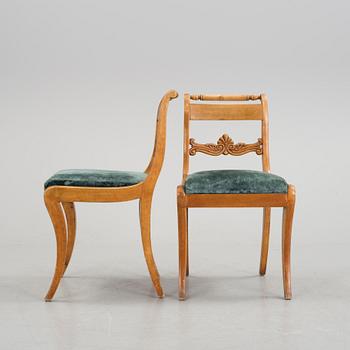 Six 1840's Biedermeier chairs by Carl Theodor Becker, Stockholm. Marked.