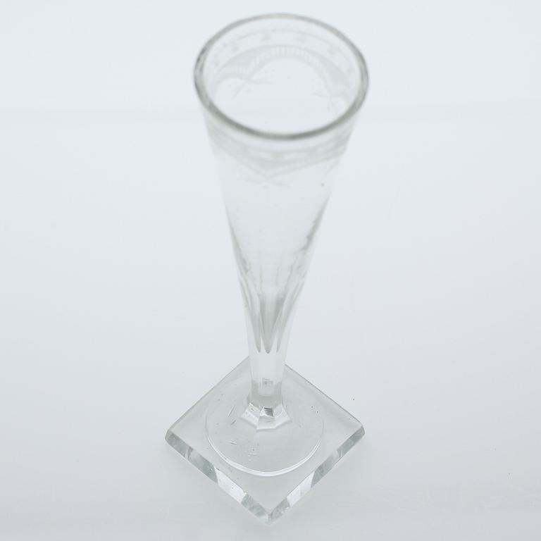 Six gustavian champagne glasses, 18th century/early 19th century.