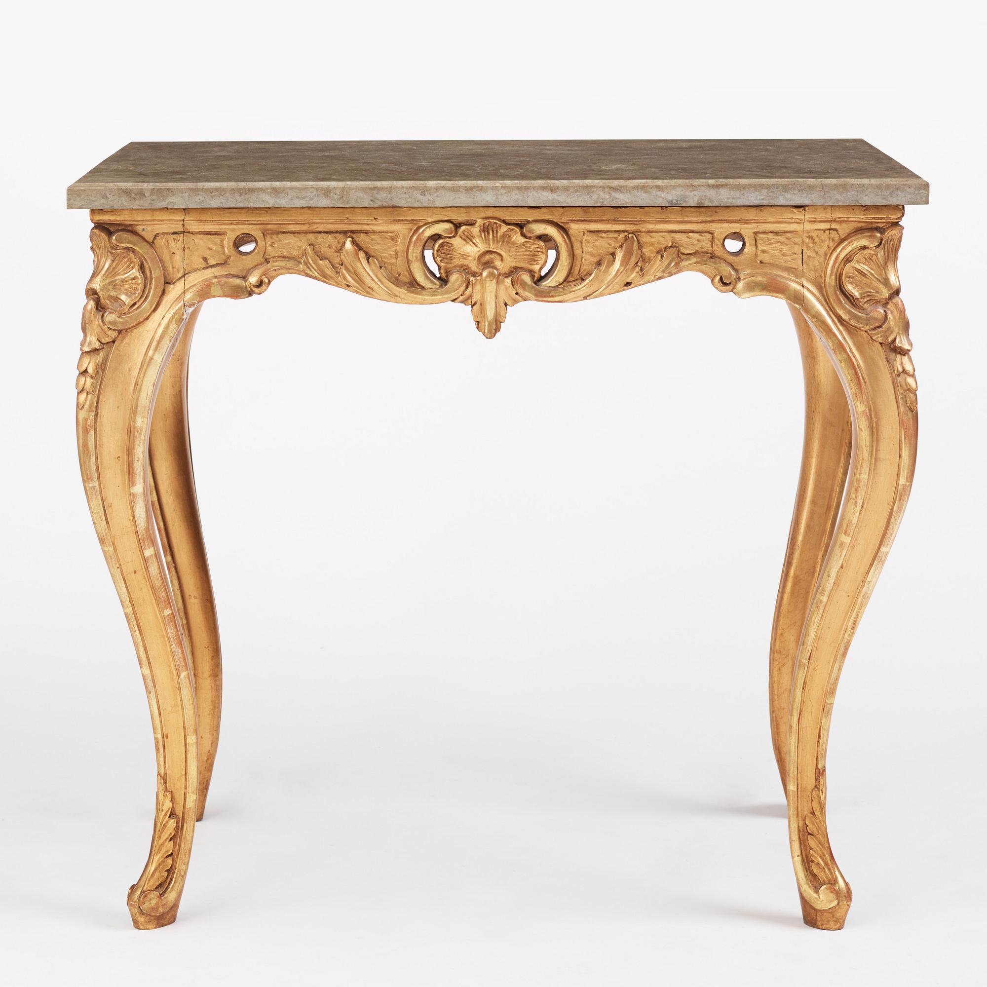 A Swedish rococo-style giltwood table, Stockholm, 19th century.