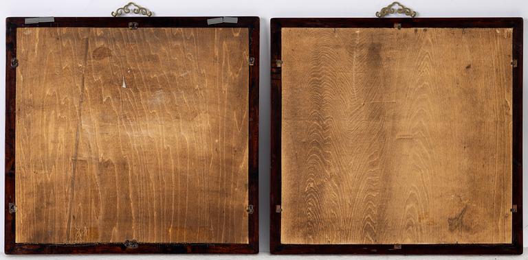 A pair of Chinese reverse glass paintings, 20th century.