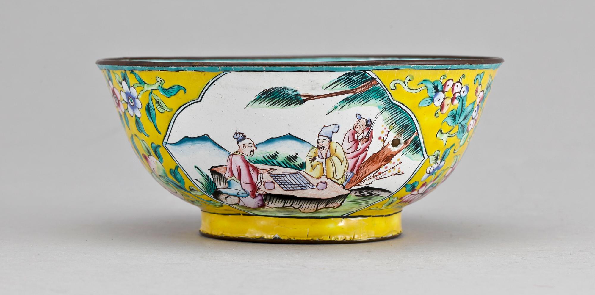 SKÅL, emalj, Kina, 1700/1800-tal.