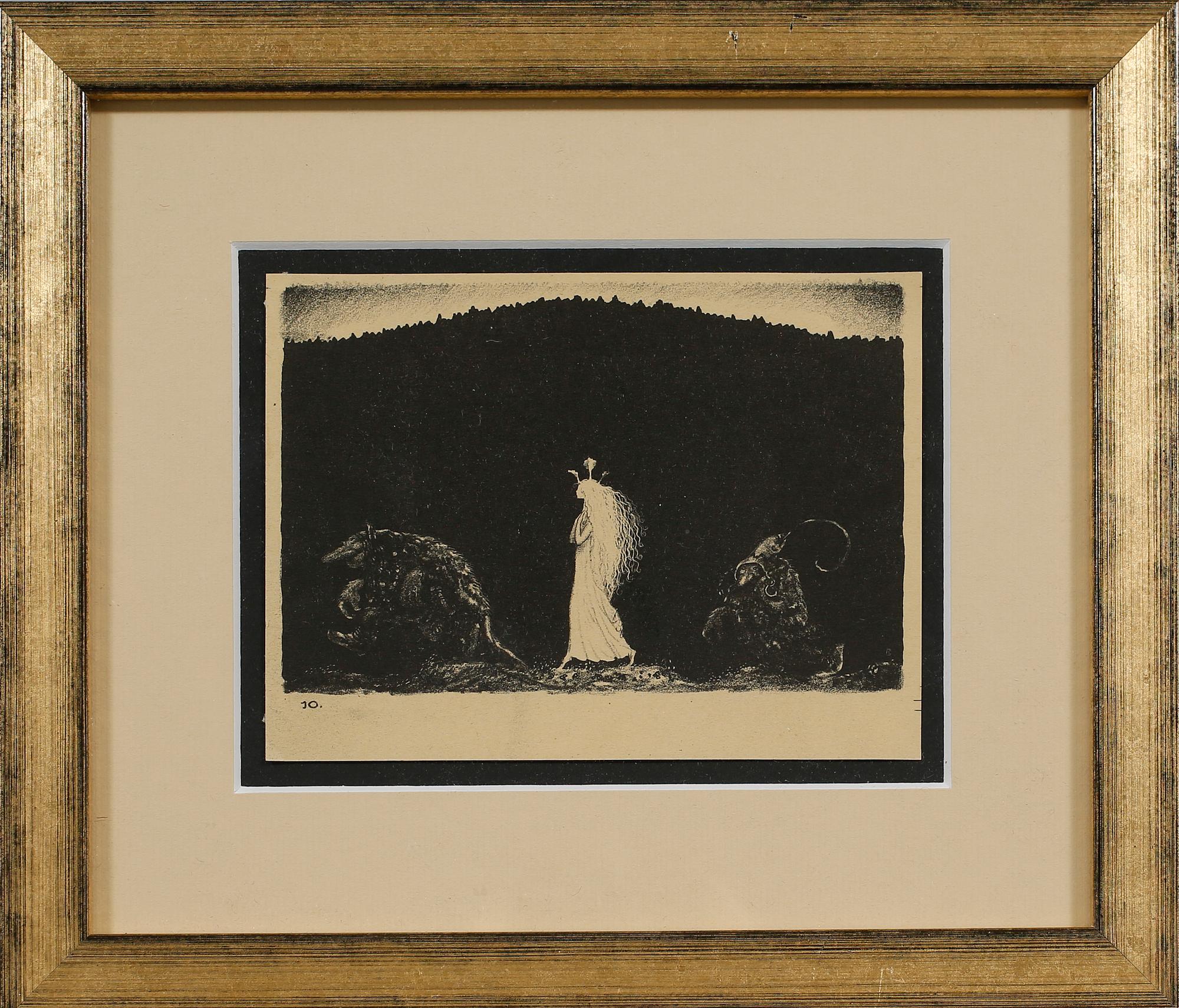 JOHN BAUER, litografi, osignerad.