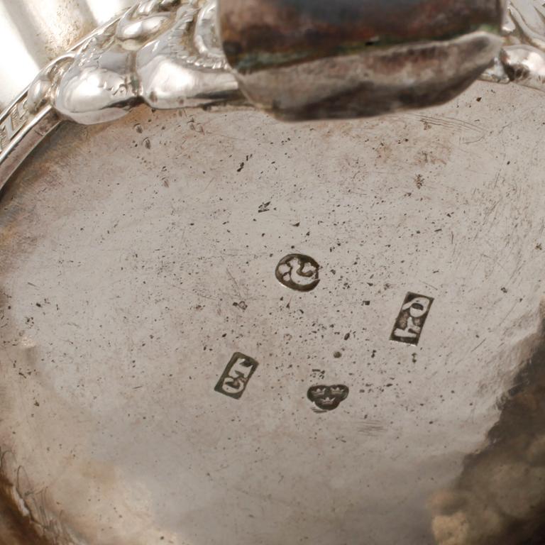 SENAPSKANNA, silver och glas, Carl Tengstedt, Göteborg, 1846, vikt exklusive glas 157 g.