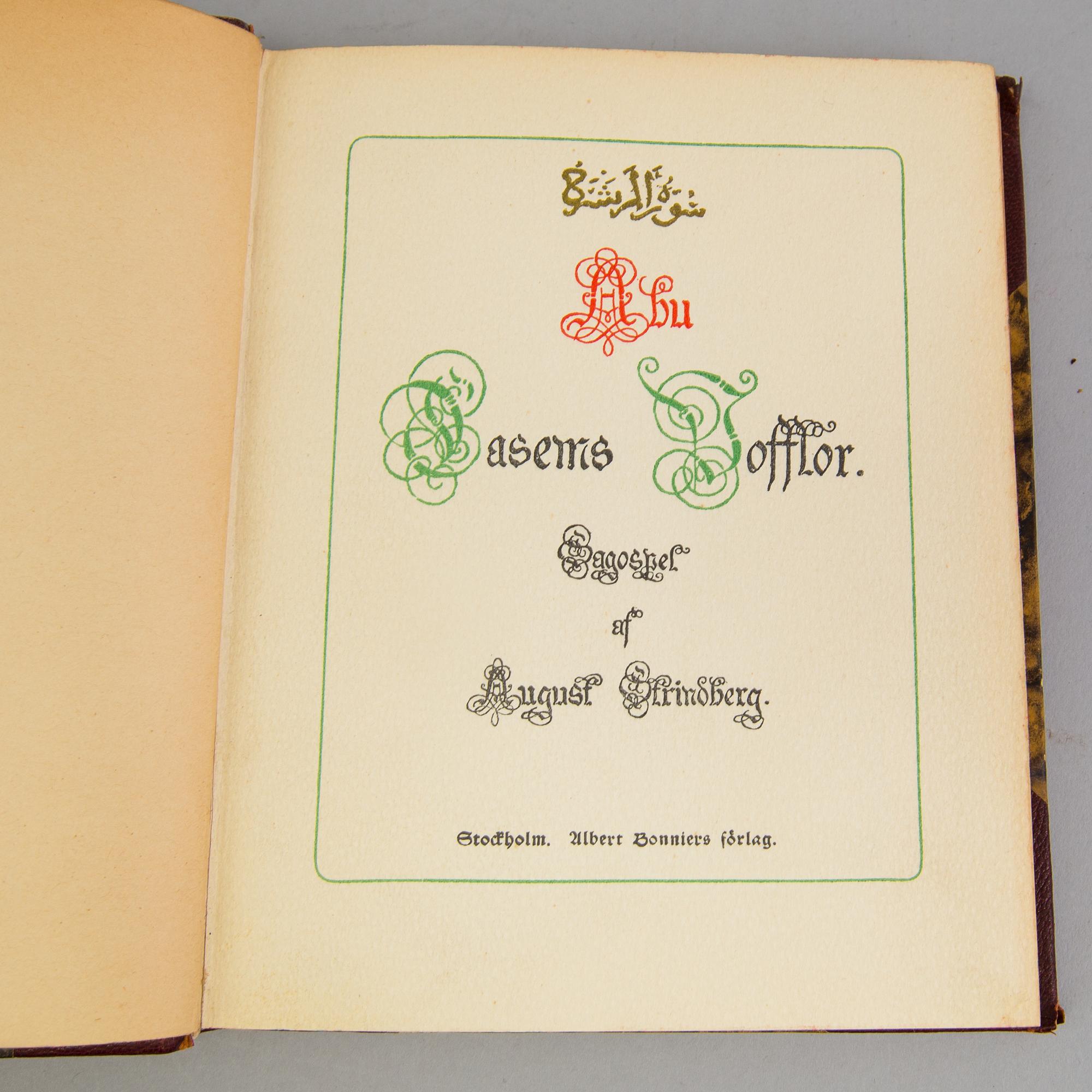 A set of five books by August Strindberg, original editions.