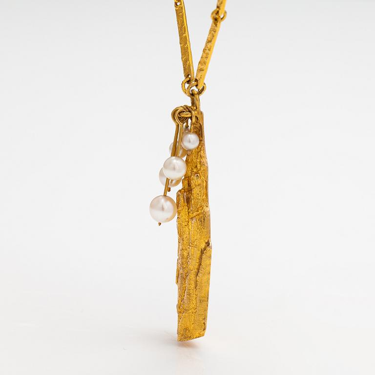 Björn Weckström, "Golden tree", A 14K gold and cultured pearls necklace. Lapponia 1970.