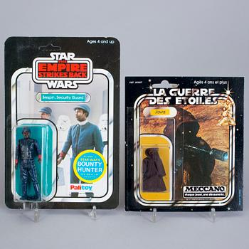 STAR WARS, 2 stycken actionfigurer i originalförpackning, Meccano och Palitoy, 1978-81.