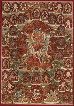 190. THANGKA, Chakrasamvara (Fader-Moder), Tibet, 1800-tal.