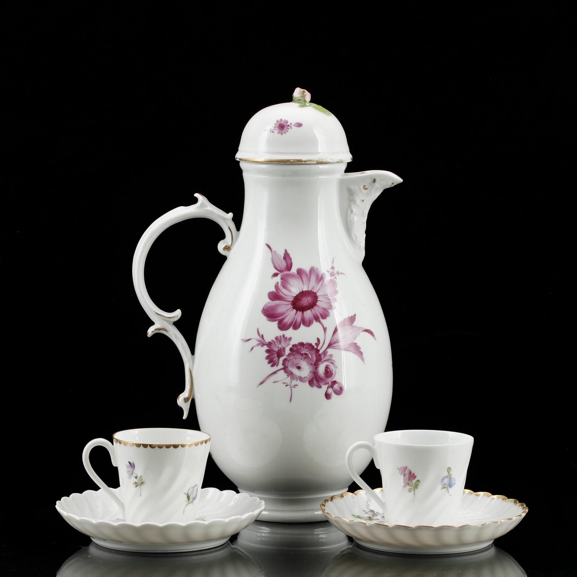 PARTI PORSLIN, 3 delar, Fürstenberg respektive Nymphenberg, 17-1900-tal.