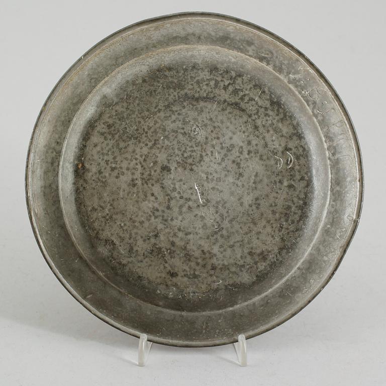 TALLRIK, tenn, Johan Kruth, Norrköping 1760.