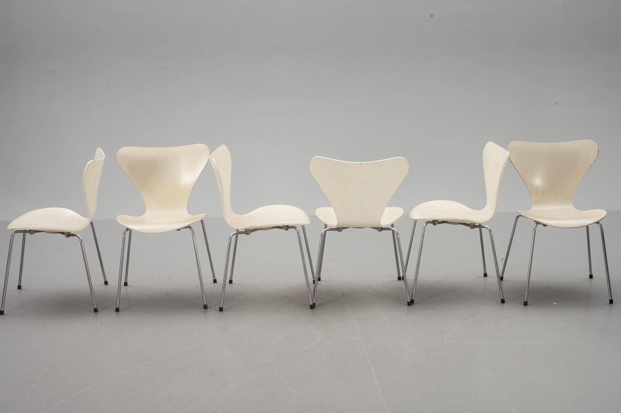 STOLAR, 6 st, "Sjuan", Arne Jacobsen, Fritz Hansen.