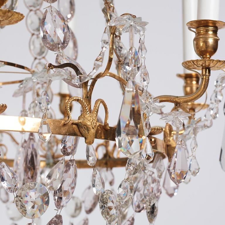 A Swedish late 18th century Gustavian eight-light chandelier.