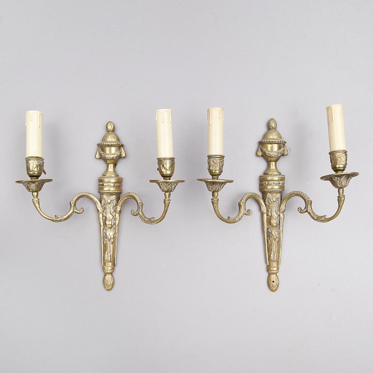 VÄGGAPPLIQUER, 1 par, mässing, Louis Seizestil, 1800-tal.