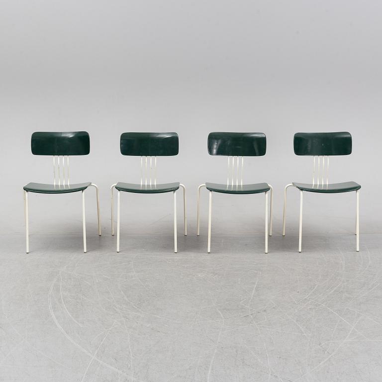 Sigurd Persson, a set of four '502' chairs, Åry Stålmöbler, Örsjö, circa 1970.