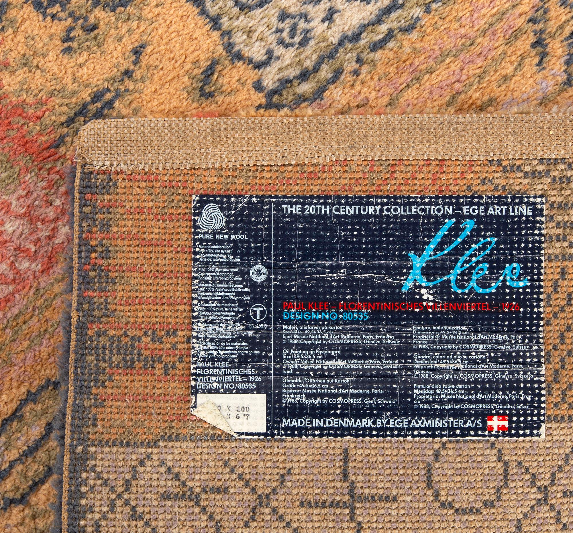 Paul Klee after machine made carpet ca 200 x 140 cm.