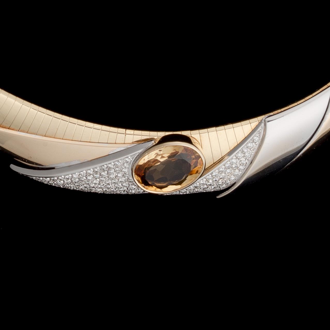 COLLIER, fasettslipad citrin, briljantslipade diamanter, 18K guld och vitguld. A. Tillander.