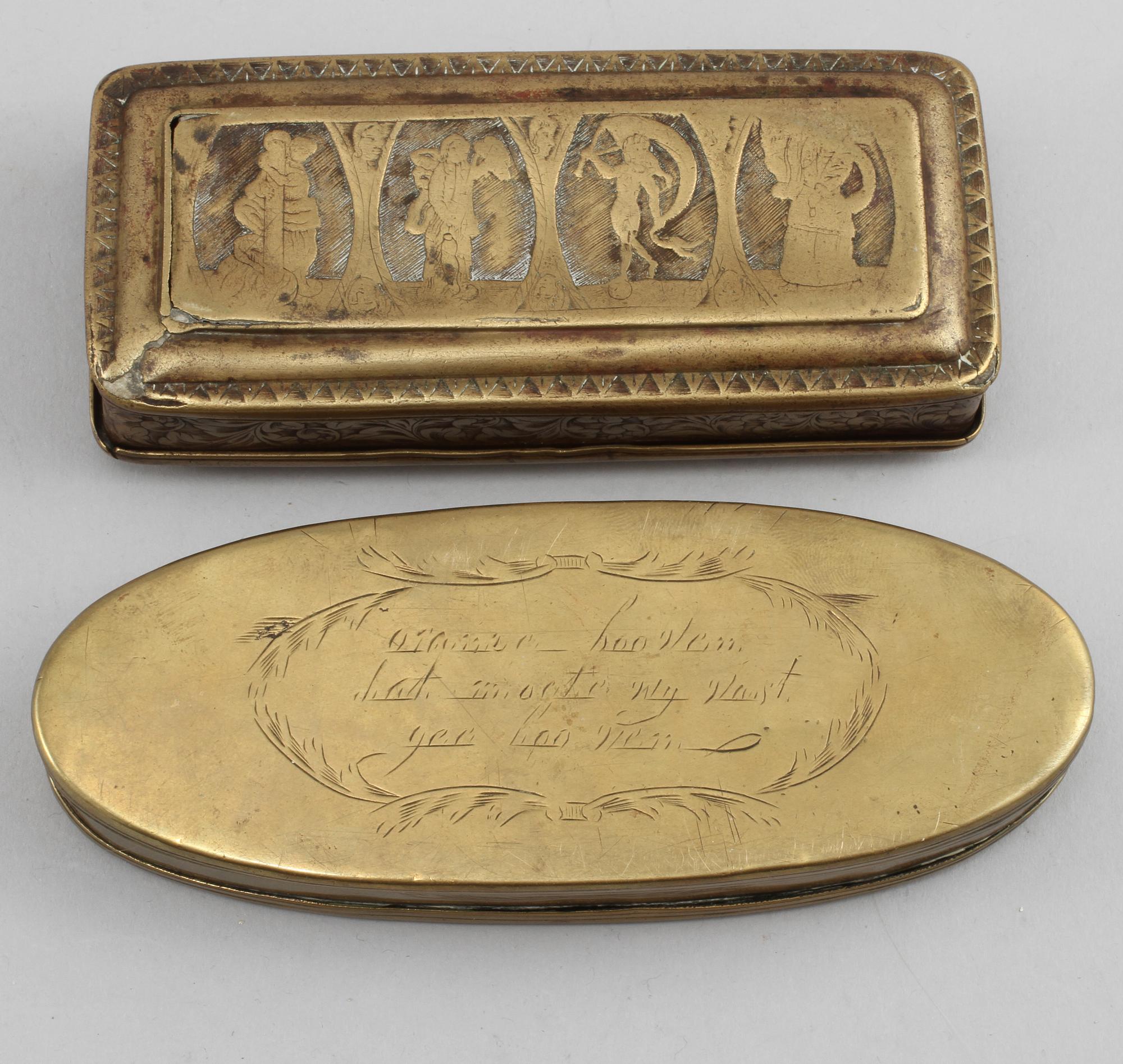 DOSOR, 2 st, mässing, 1700/1800-tal.