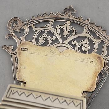 Two Russian silver salt-chairs, circa 1900.