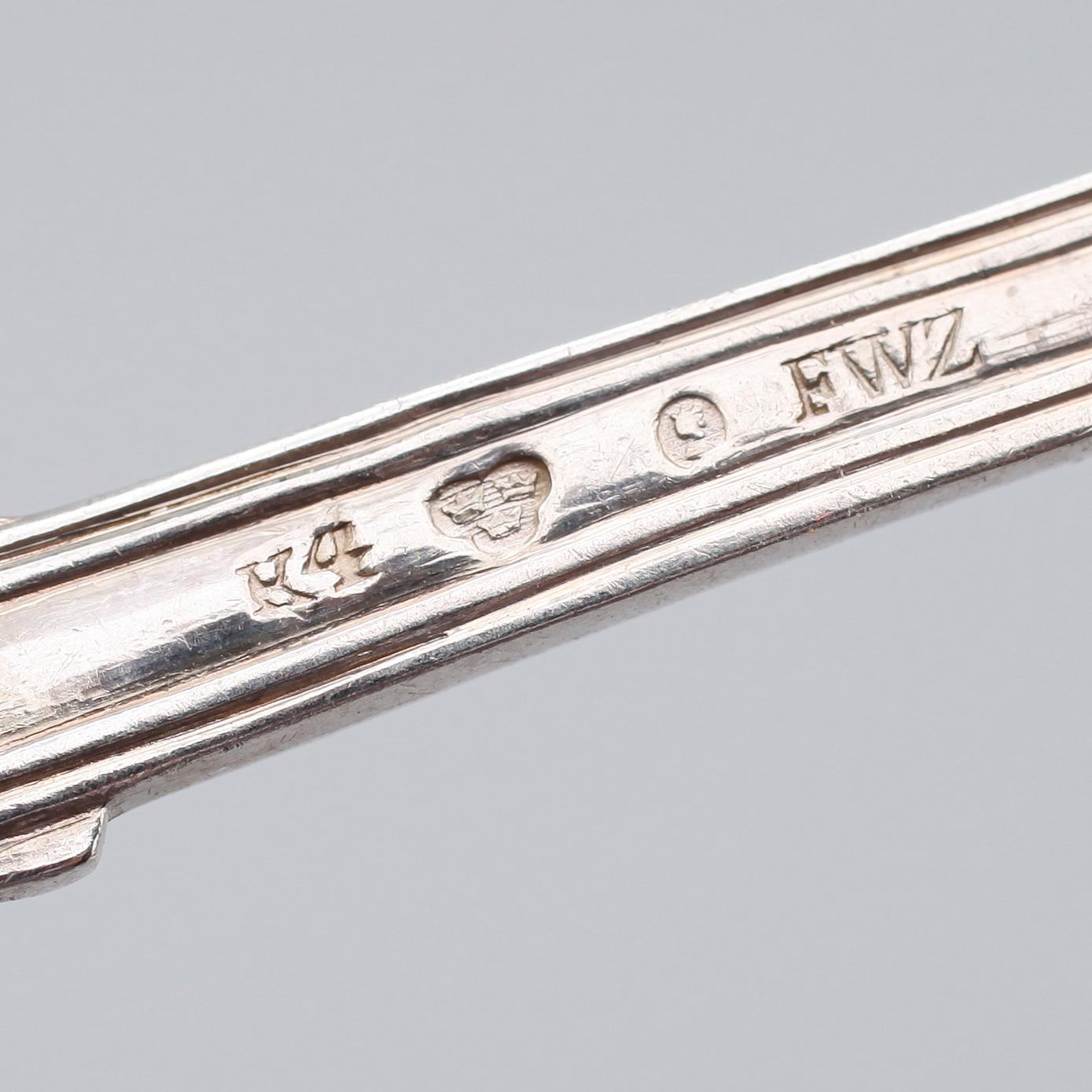 DESSERTSKEDAR, 10 st, silver, Fredrik & Wilhelm Zethelius, Stockholm 1840. Vikt ca 256 gram.