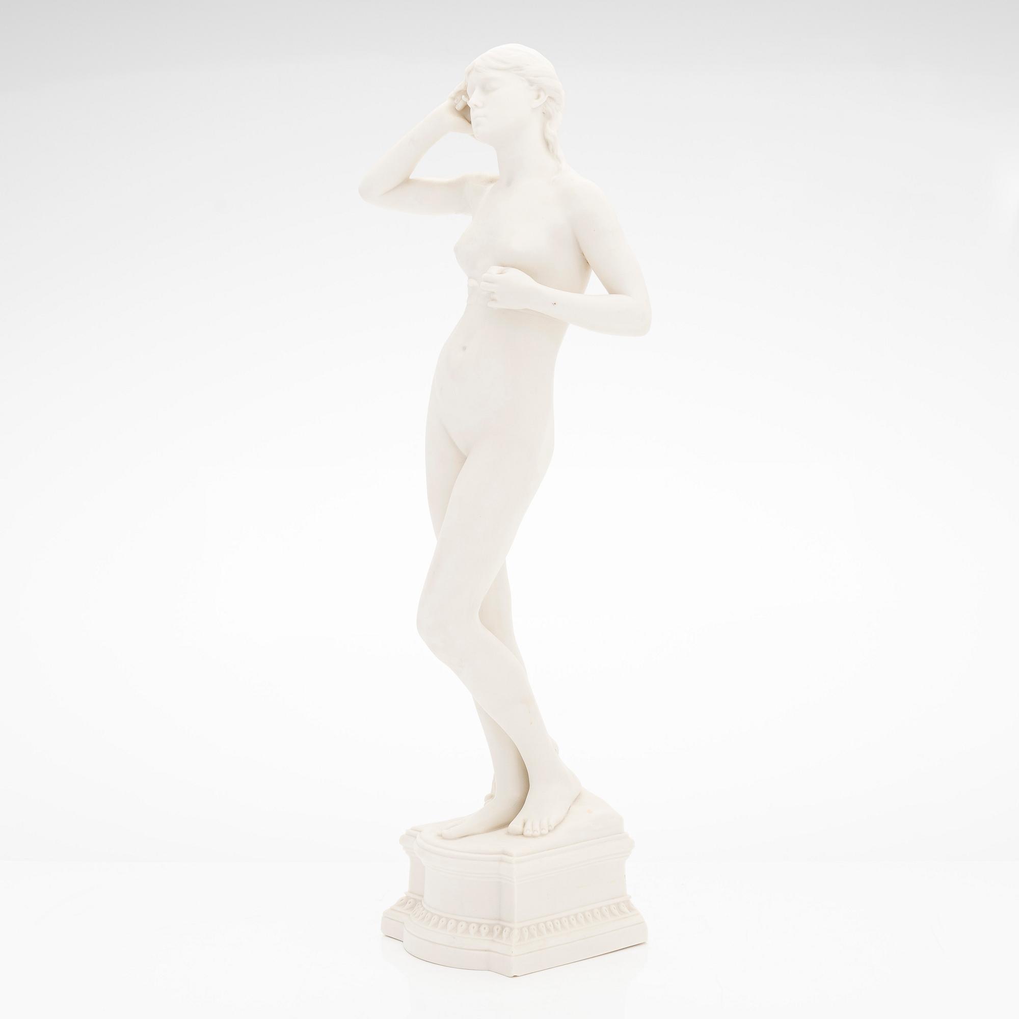 Per Hasselberg, efter, skulptur, "Snöklockan", Gustavsberg 1904.