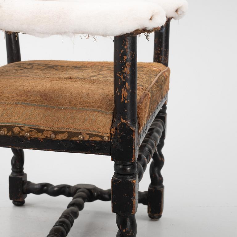 A Swedish Baroque open armchair, circa 1700.