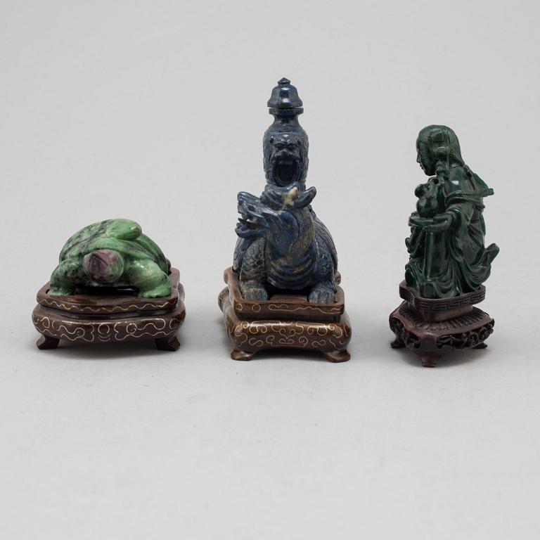 Three Chinese stone sculptures, 20th century.