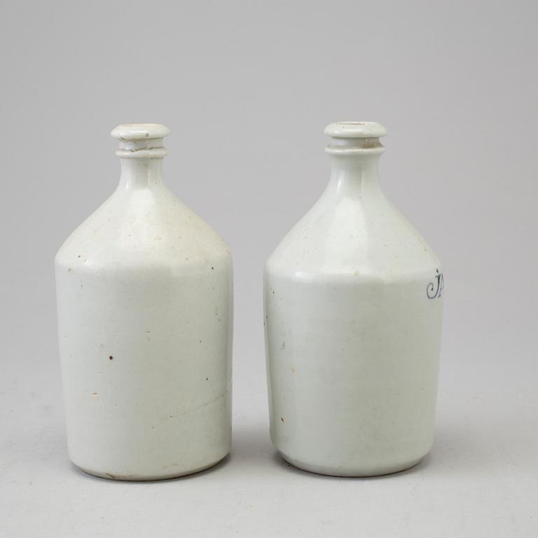 Two Japanese porcelain soy and sake bottles, probably 19th century.