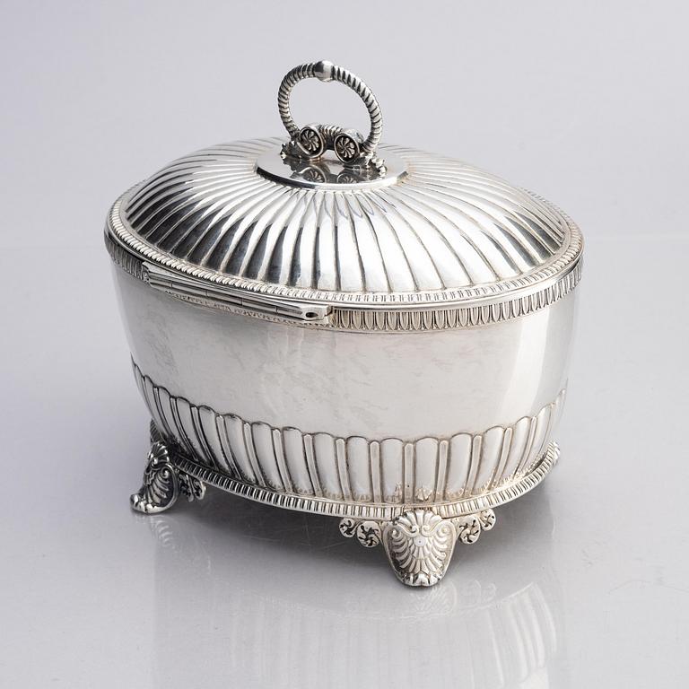 A Swedish 19th century silver sugar-casket, mark of Adolf Zethelius, Stockholm 1828.