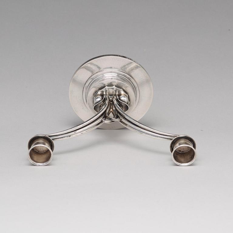 Harald Nielsen, a pair of sterling silver candelabra, Georg Jensen, Copenhagen 1933-44, model nr 278.