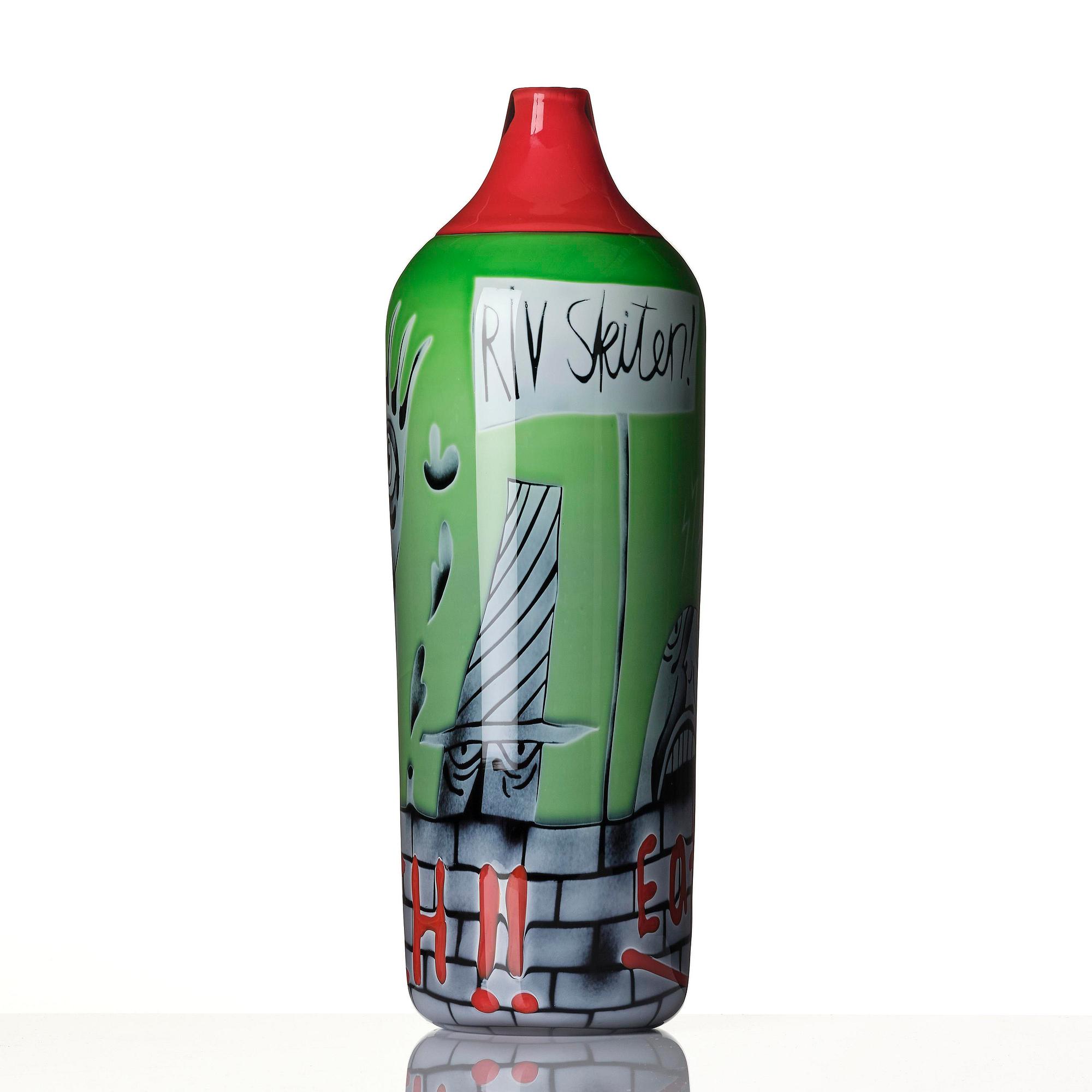 Peter Hermansson, "Eat the Rich", a unique glass vase in graal technique, Sweden, 2009.