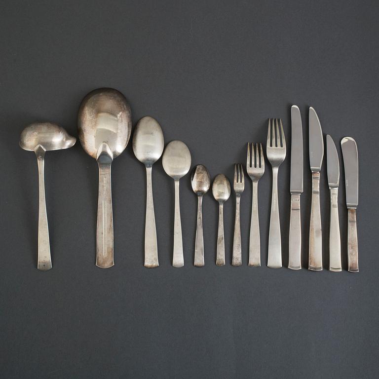 79 pieces silver cutlery from Jacob Ängman, "Rosenholm", late 20th century.