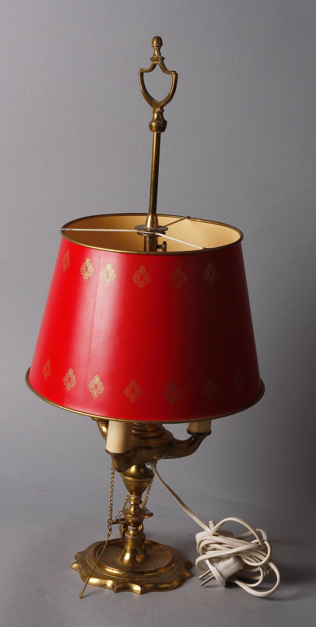 BORDSLAMPA, sk boillottelampa, mässing. 1900-tal.