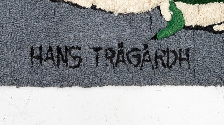 Hans Trädgårdh, tuftad tapet, "Åskådarna", ca 225 x 820 cm, signerad.