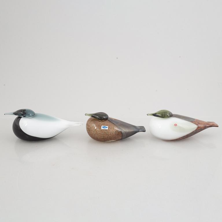 Oiva Toikka, three glass birds, Nuutajärvi, Finland.