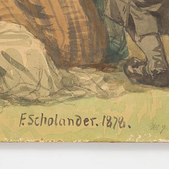 Fredrik Wilhelm Scholander, watercolour, signed and dated 1878.