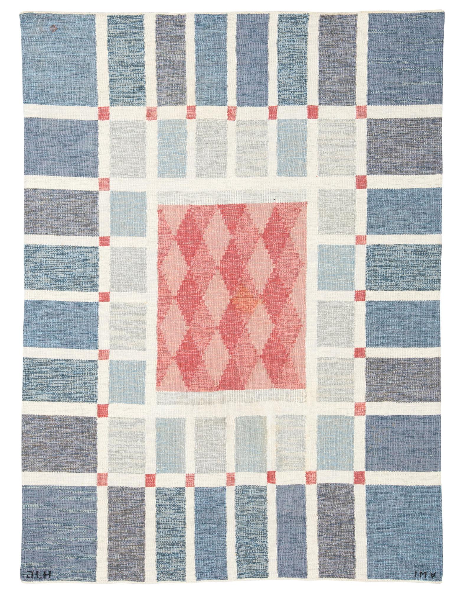 RUG. Flat weave. 222 x 165,5 cm. Signed JLH IMV.