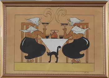 Aina Stenberg-Masolle · AINA STENBERG-MASOLLE, tillskriven, blandteknik, monogramsignerad.