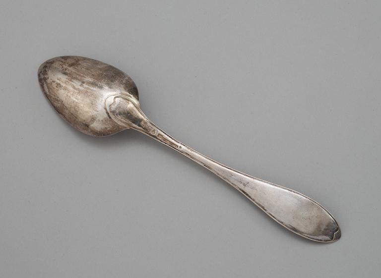 A Swedish silver serving spoon, prop Gothenburg 1828.