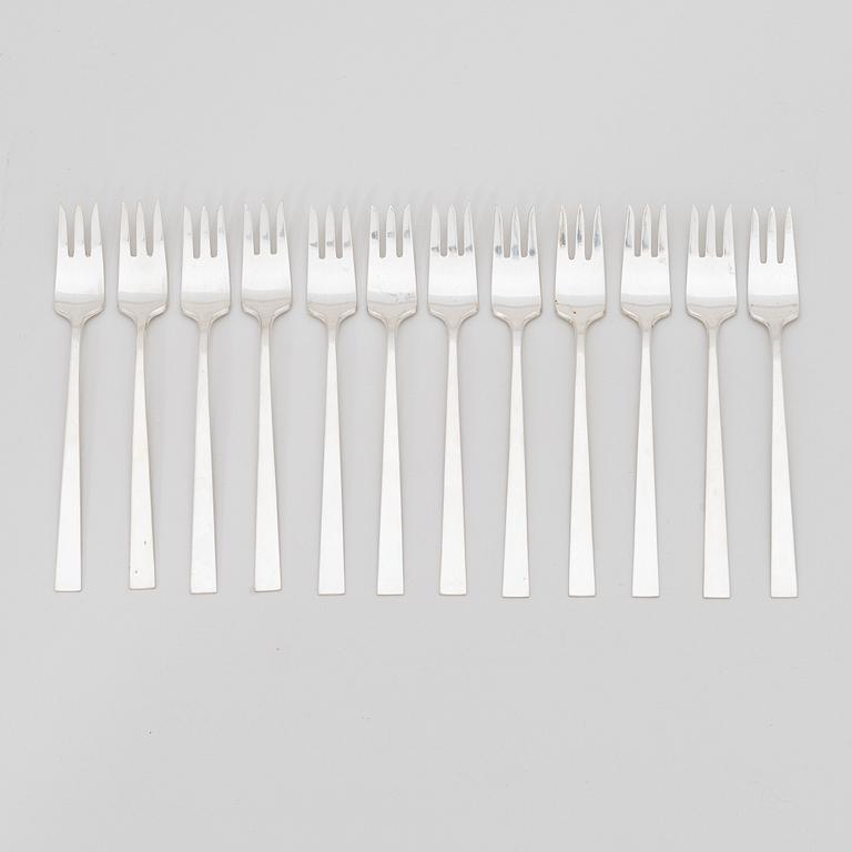 Bertel Gardberg, a 110-piece set of "Birgitta" silver cutlery, marked BG, Hopeatehdas oy, Helsinki 1956-65.