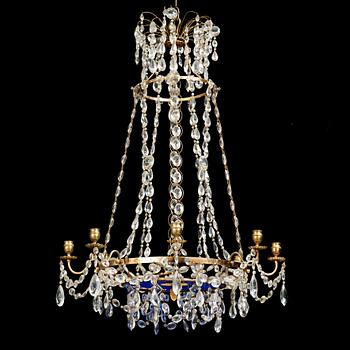 96. A late Gustavian circa 1800 nine-light chandelier.