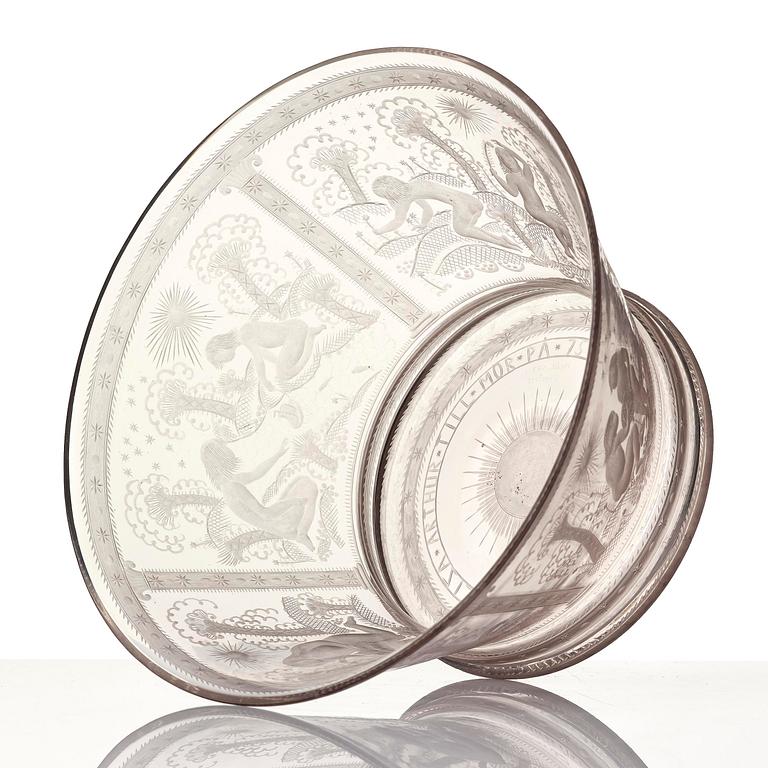Edward Hald, an engraved glass bowl, Orrefors, 1920, model 147, provenance Edward Hald.