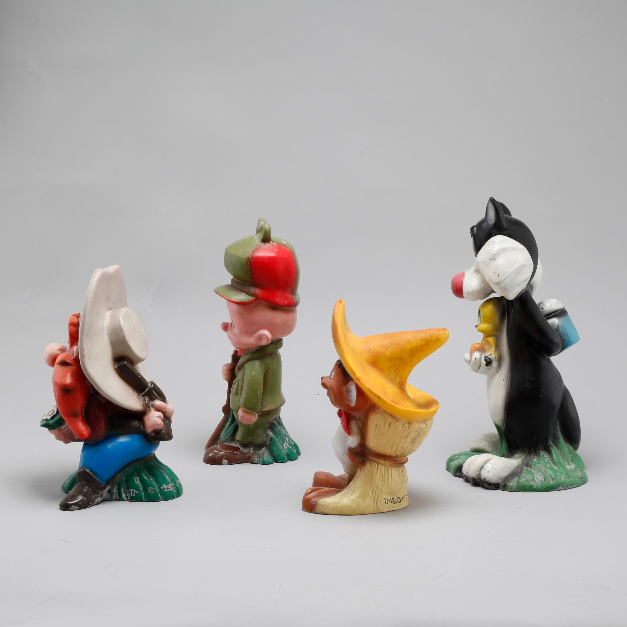 LOONEY TUNES, four plastic figurines for Warner Bros., 1992.