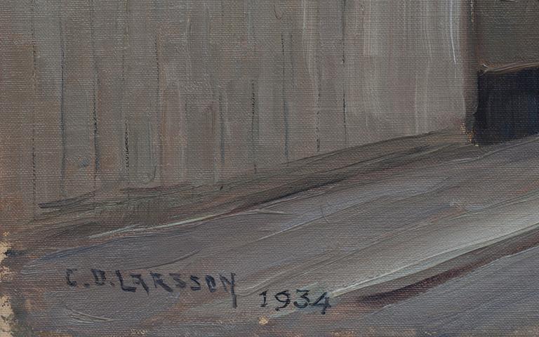 C.O. LARSSON, olja på uppfodrad duk, signerad och daterad 1934.