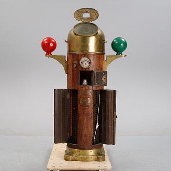 An oak and brass binnacle from Nunotani Keiki Seisakusho Ltd., mid 20th Century.