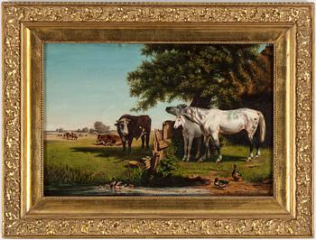 ROSA BONHEUR, oil on panel, signed and dated.