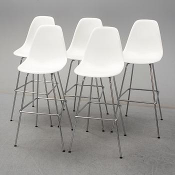 CHARLES & RAY EAMES, barstolar 
 5 st, "plastic chair", Vitra.