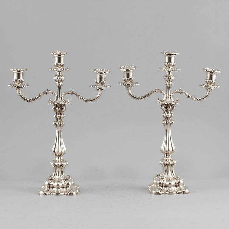 KANDELABRAR, ett par, silver, K A Andersson, Stockholm, 1927.