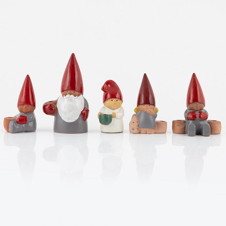 Lisa Larson, figuriner, 5 st, stengods, 1900-talets senare hälft.