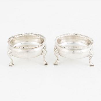 A Pair of English Silver Salt Cellars, mark of David Mowden, London 1766.